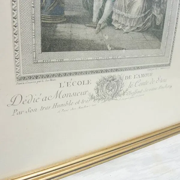 Illustration numéro 3 du produit Ancienne lithographie encadrée « L’école de l’amour » de Chatelain