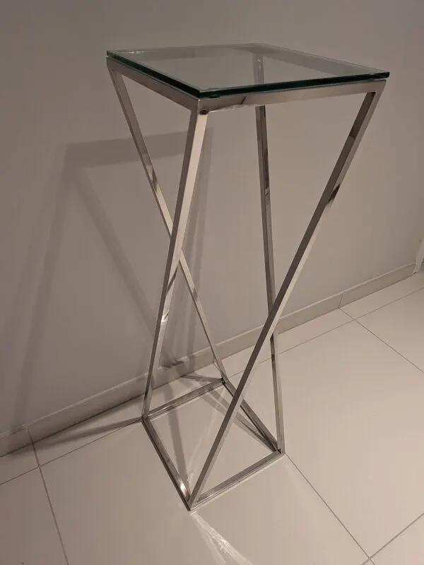 Illustration numéro 3 du produit Guéridon tablette inox et verre
