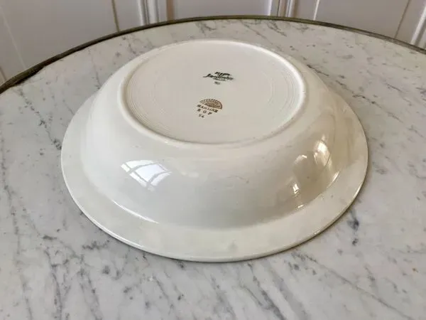 Illustration numéro 3 du produit Plat creux Digoin Sarreguemines modèle ''Martine'' vertes et dorées années 50