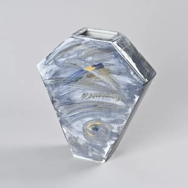 Illustration numéro 3 du produit Vase en porcelaine peint, atelier de La Borne, France, vers 1990