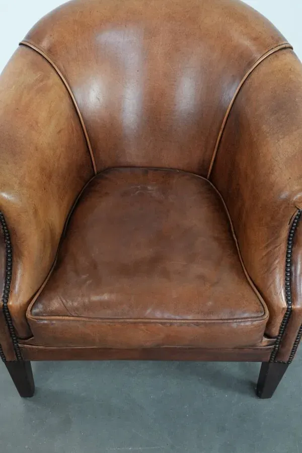 Illustration numéro 3 du produit Fauteuil en cuir de mouton avec de belles couleurs et un siège confortable.