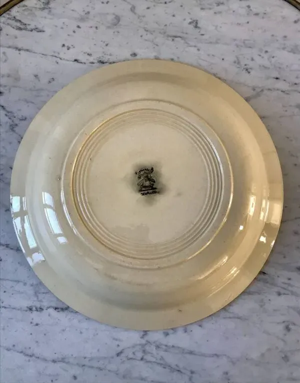 Illustration numéro 3 du produit Saladier / plat creux Saint Amand / Céranord fleurs roses et bleues peintes à la main, années 40