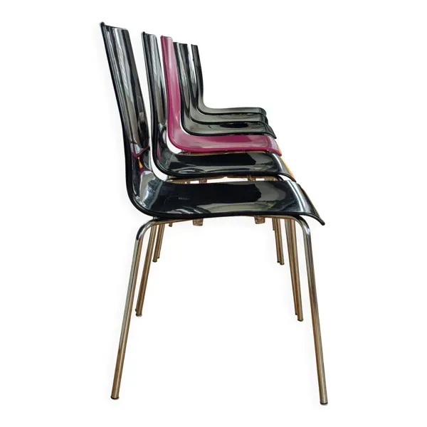 Illustration numéro 3 du produit Lot de 6 chaises Galvano Tecnica (Italie) – Design Industriel Chic – 5 Noir