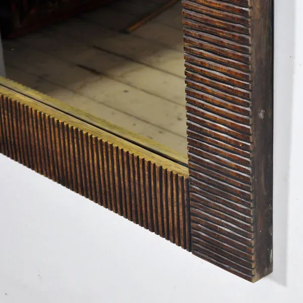 Illustration numéro 3 du produit Miroir brutaliste en chêne, années 1970