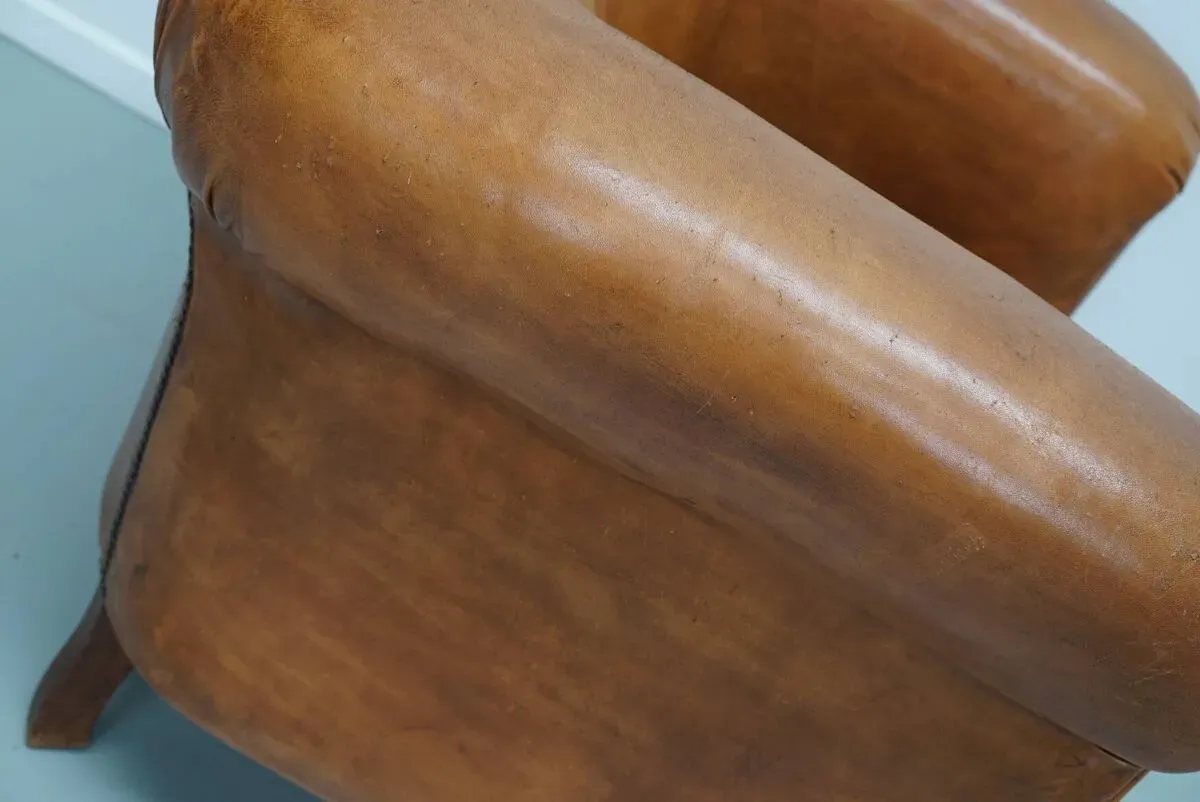 Illustration numéro 3 du produit Fauteuil Club Vintage en Cuir Couleur Cognac, Pays-Bas