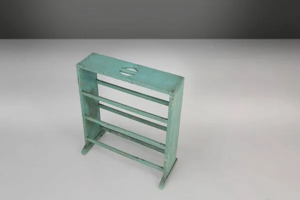 Illustration numéro 3 du produit Petit rack ou bibliothèque industriel de couleur menthe avec 4 étagères, Belgique 1920