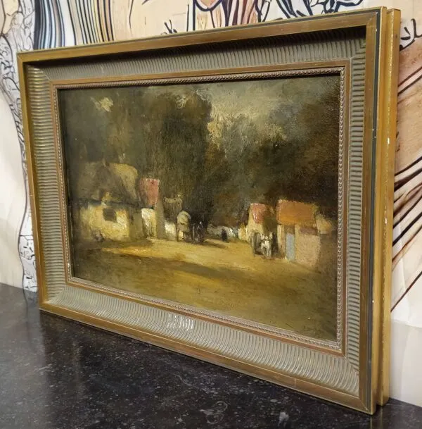 Illustration numéro 3 du produit École française – d’après Auguste Boulard – Village animé au crépuscule