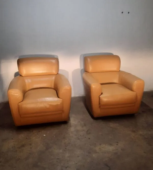 Illustration numéro 3 du produit Paire de fauteuil club en cuir :roche et bobois