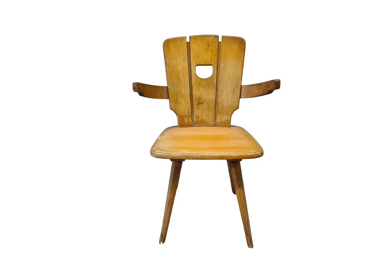 Illustration numéro 3 du produit Chaise bois brutaliste 1960