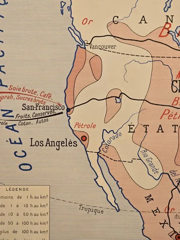 Illustration numéro 3 du produit Carte de géographie ancienne / carte d'école Amérique du Sud Amérique du No