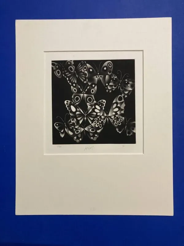 Illustration numéro 3 du produit Mario avati (1921-2009), papillons, manière noire, 1970
