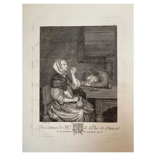 Illustration numéro 3 du produit Gérard ter broch, scène de genre les deux buveurs, gravure xviième siècle