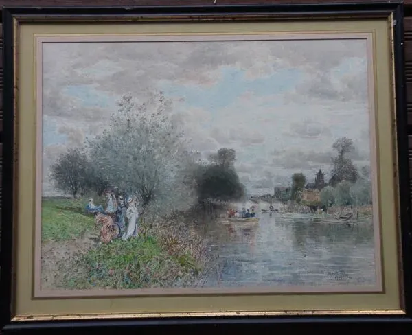 Illustration numéro 3 du produit Octave Alfred SAUNIER Aquarelle Ecole de Barbizon 1877