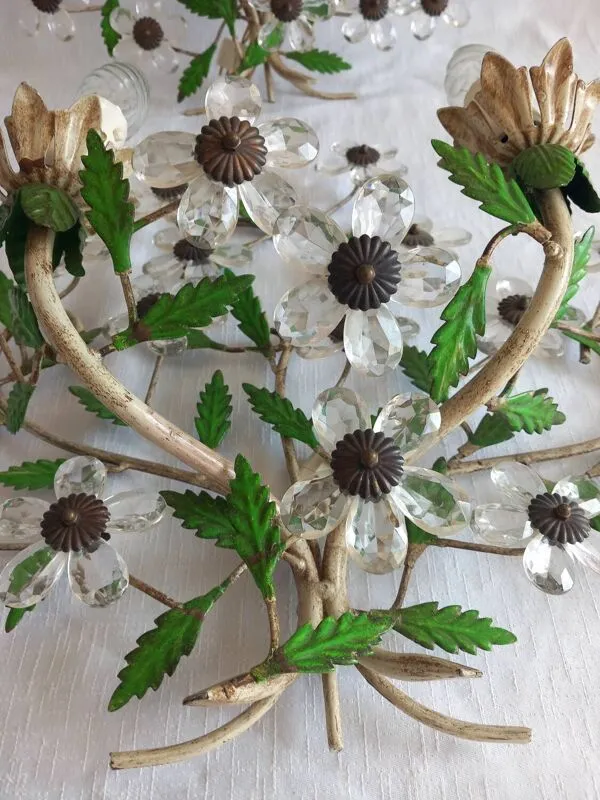 Illustration numéro 3 du produit Paire d’appliques murales italiennes Florentine  tole et verre