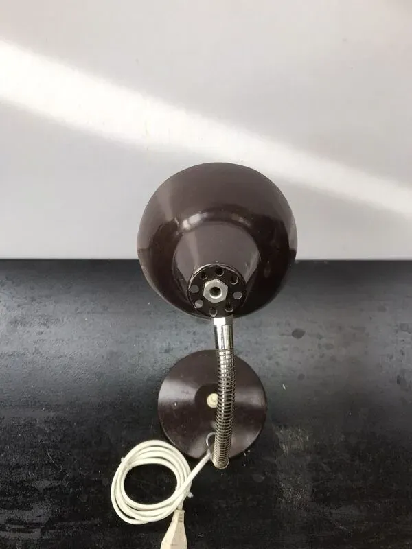 Illustration numéro 3 du produit Lampe de Bureau Métal Marron Bras Flexible Chrome Années 70 Indus Vint