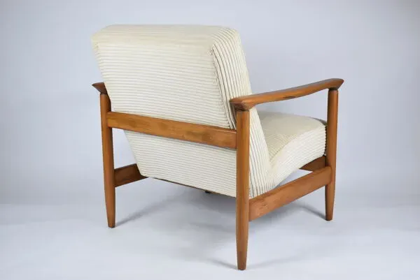Illustration numéro 3 du produit Fauteuil scandinave d’origine rénové années 1960, teck, cordon beige