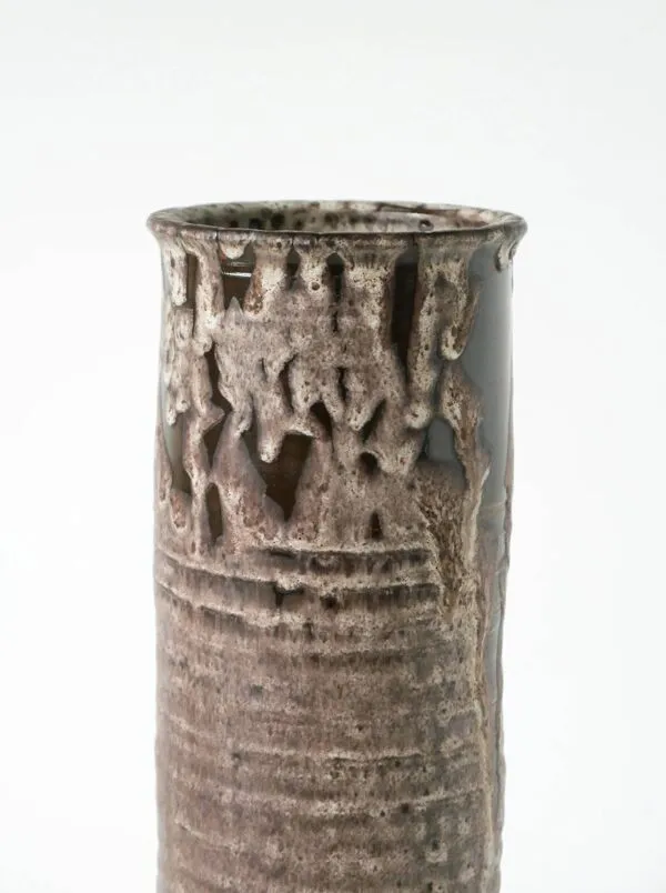 Illustration numéro 3 du produit Grand vase en céramique, Fat Lava, marron et blanc