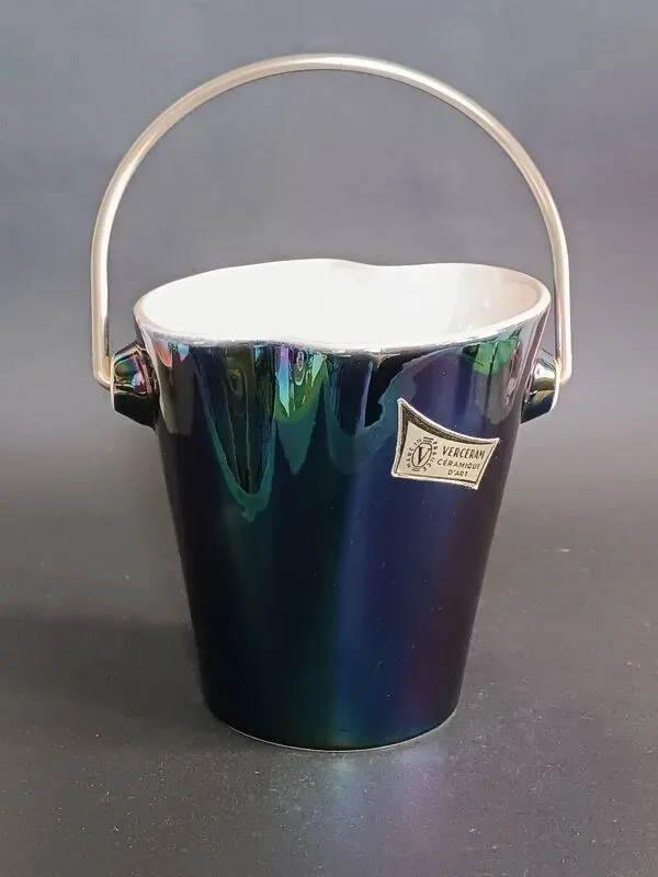 Illustration numéro 3 du produit Seau à glace en céramique irisée noir Verceram