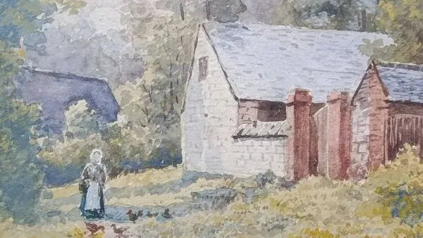 Illustration numéro 3 du produit Aquarelle 1907 d'Albert Gysel ferme à la motte au bois vers la bourre nord