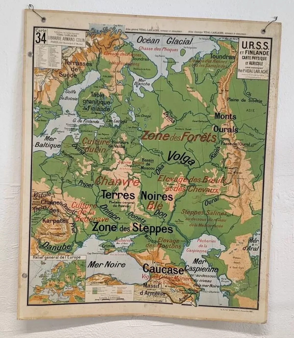 Illustration numéro 3 du produit Carte scolaire vidal lablache - n°34 urss et finlande