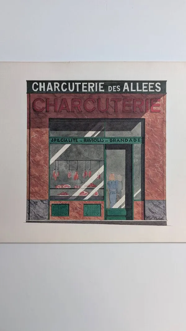 Illustration numéro 3 du produit Lithographie ''Charcuterie des Allées'' – Catherine d'Ortoli