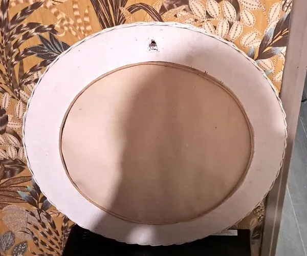 Illustration numéro 3 du produit Miroir rotin blanc 1970 France objet décoration entrée Chambre grand Miroir