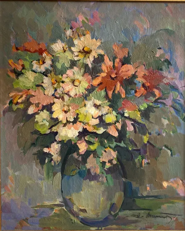 Illustration numéro 3 du produit Tableau ancien, Nature morte aux fleurs sauvages, signé, XX siècle