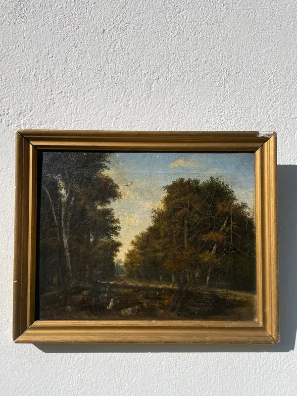 Illustration numéro 3 du produit Tableau ancien école de Barbizon signé / huile sur toile signée