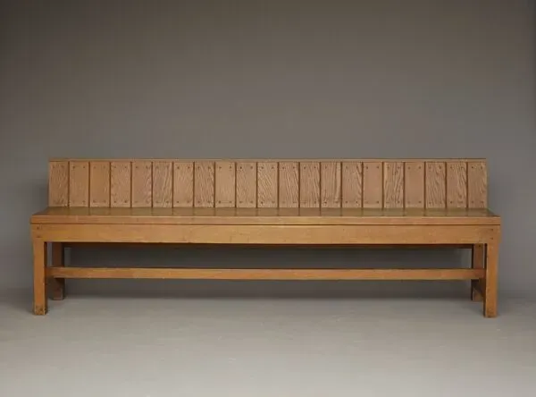 Illustration numéro 3 du produit Banc traditionnel hollandais en chêne, école de Delft, années 1920