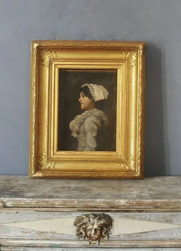 Illustration numéro 3 du produit Profil d'une Elègante 1884 signé daté Hst