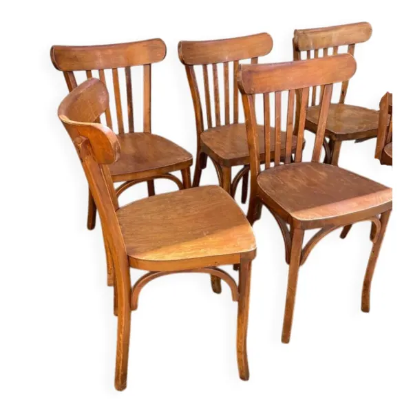 Illustration numéro 3 du produit 7 chaises bistrot vintage style Thonet Baumann