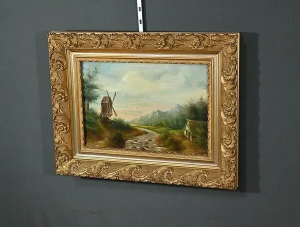 Illustration numéro 3 du produit Huile sur Toile « Le Moulin » de N. Okolowicz – Début XXe