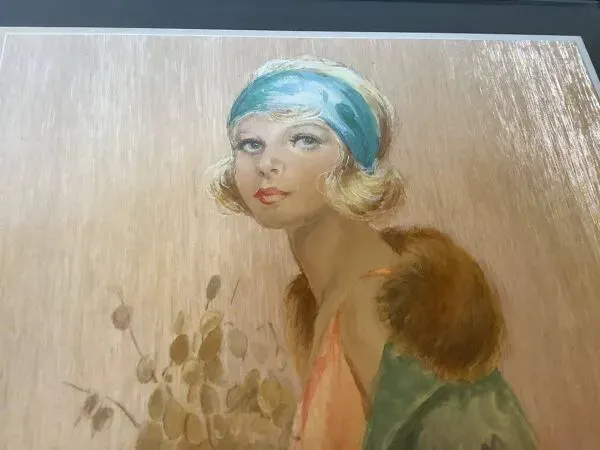 Illustration numéro 3 du produit Portrait de femme art déco couleurs irisées