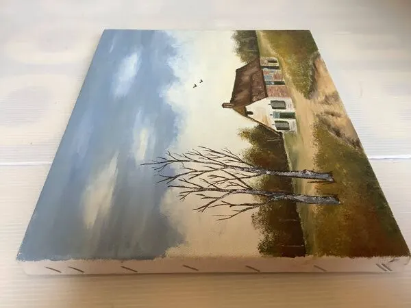 Illustration numéro 3 du produit Petit tableau paysage de campagne huile sur toile
