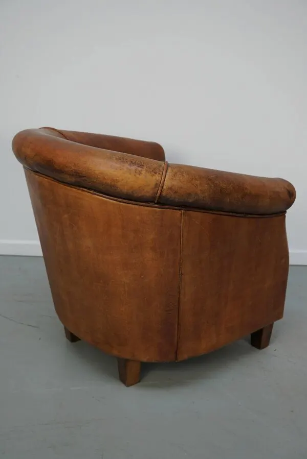 Illustration numéro 3 du produit Fauteuil club néerlandais vintage en cuir cognac