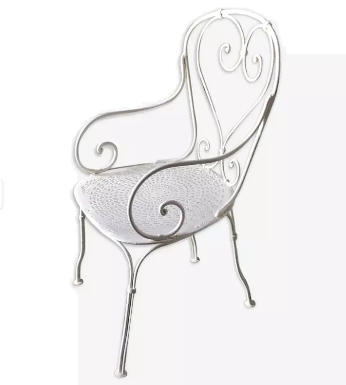 Illustration numéro 3 du produit Fauteuil fer forgé blanc ajouré