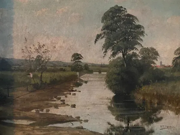 Illustration numéro 3 du produit Paysage de campagne huile sur toile de l'école française 20ème siècle