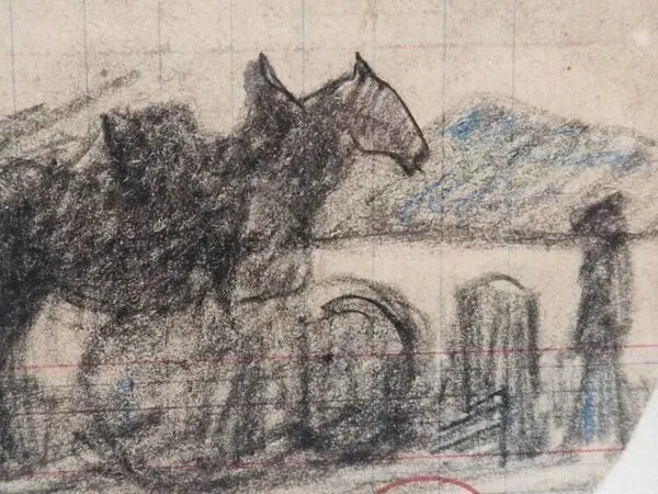 Illustration numéro 3 du produit Maximilien Luce (1858-1941) - Dessin au fusain, pierre noire - Cheval