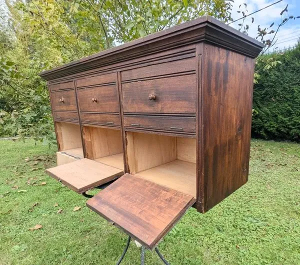 Illustration numéro 3 du produit Meuble de métier étagère de notaire à clapets