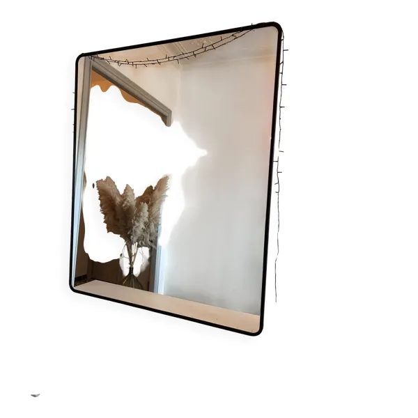 Illustration numéro 3 du produit Grand miroir sur mesure – pièce unique – cadre en acier laqué noir – 130 x