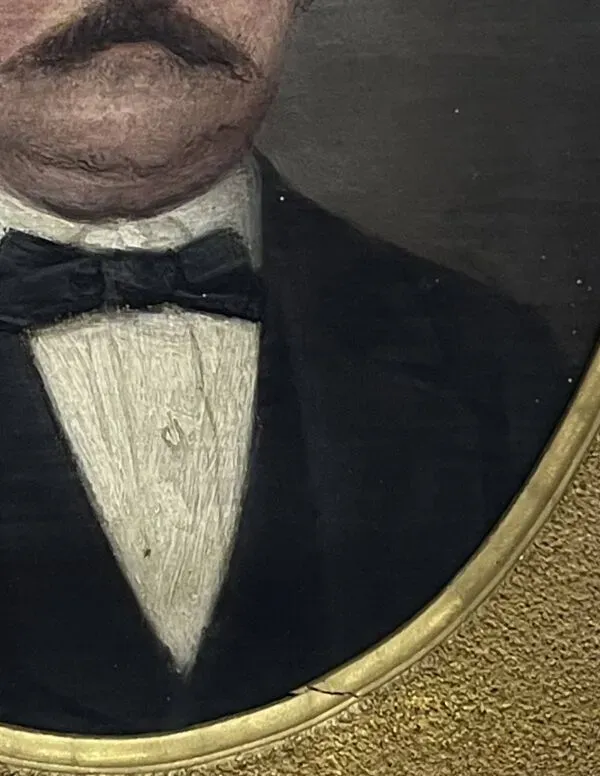 Illustration numéro 3 du produit Portrait,  huile sur toile homme à la moustache signé Louis Joseph Digout, XIXème s.