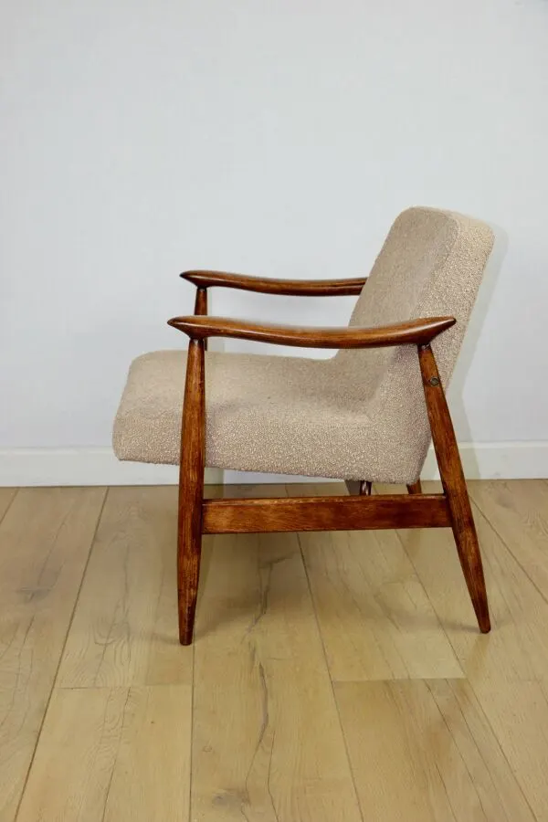 Illustration numéro 3 du produit Fauteuil vintage GFM 300-202 design J.Kedziorek Loft années 70 en bouclée beige-or.