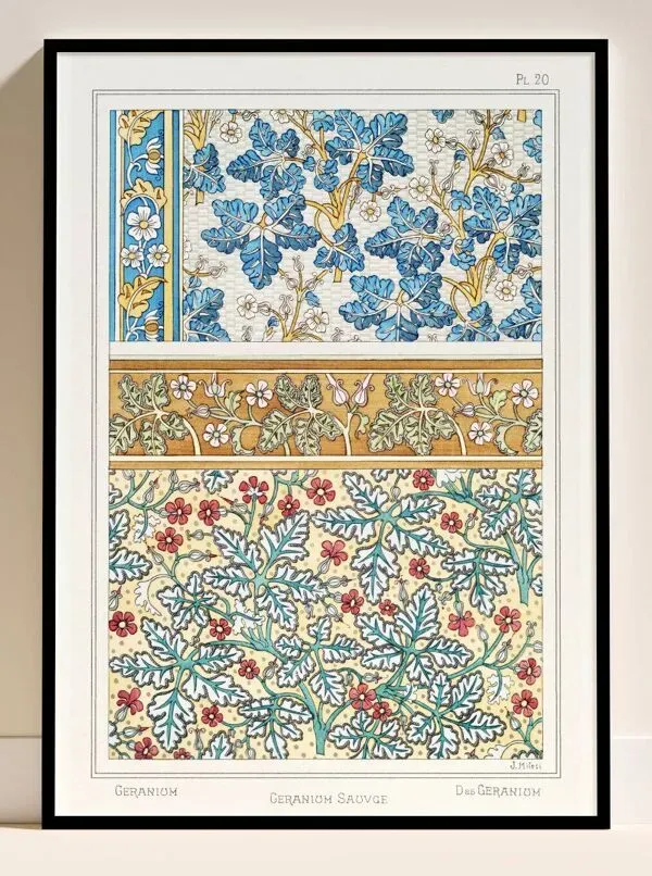 Illustration numéro 3 du produit Affiche “Géranium”, d’après une lithographie art nouveau de 1897