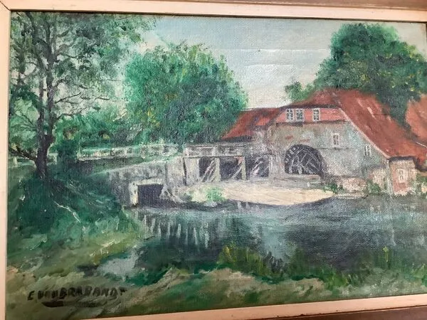Illustration numéro 3 du produit Tableau moulin à eau huile sur toile signée