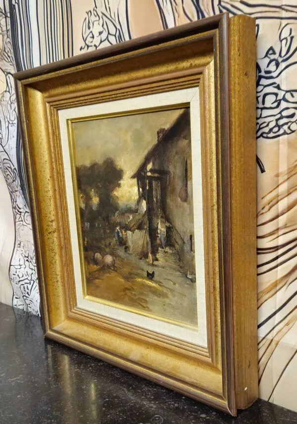 Illustration numéro 3 du produit École française – d’après Auguste Boulard – Scène de ferme animée – Huile