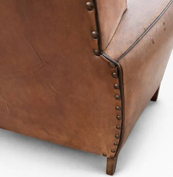 Illustration numéro 3 du produit Paire de fauteuils club en cuir – Milieu du XXe siècle