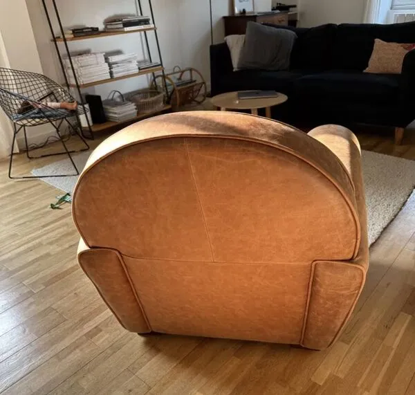 Illustration numéro 3 du produit Fauteuil club bradford en cuir de vachette pleine fleur coloris fauve