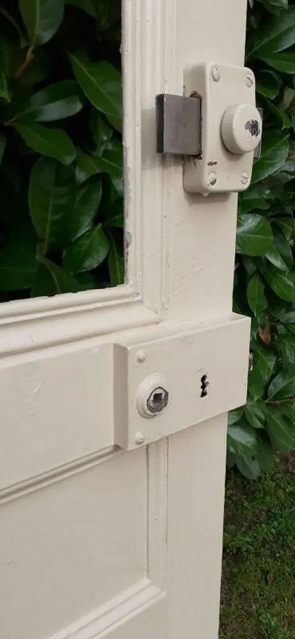 Illustration numéro 3 du produit Porte vitrée communication h221,5x90cm ancienne 4 carreaux sans vitrage intérieure