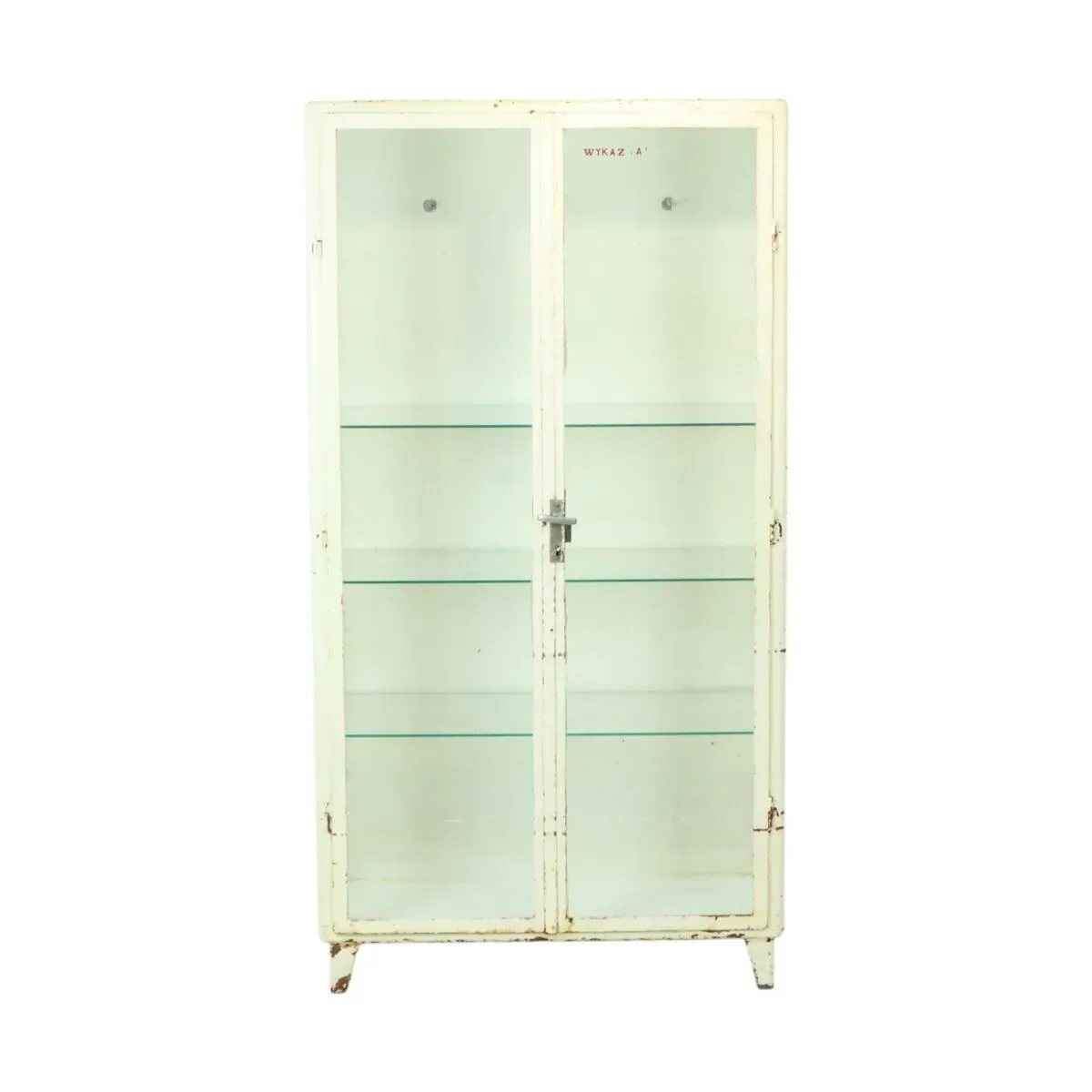 Illustration numéro 3 du produit Ancienne armoire à pharmacie en métal Armoire à pharmacie en verre Industrielle des années 1970