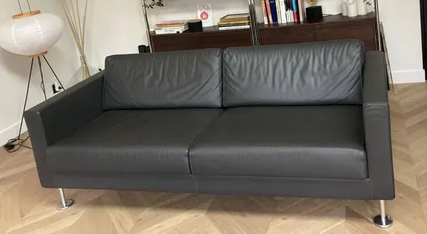 Illustration numéro 3 du produit Canapé VITRA Park Sofa – Jasper Morrison – cuir premium gris